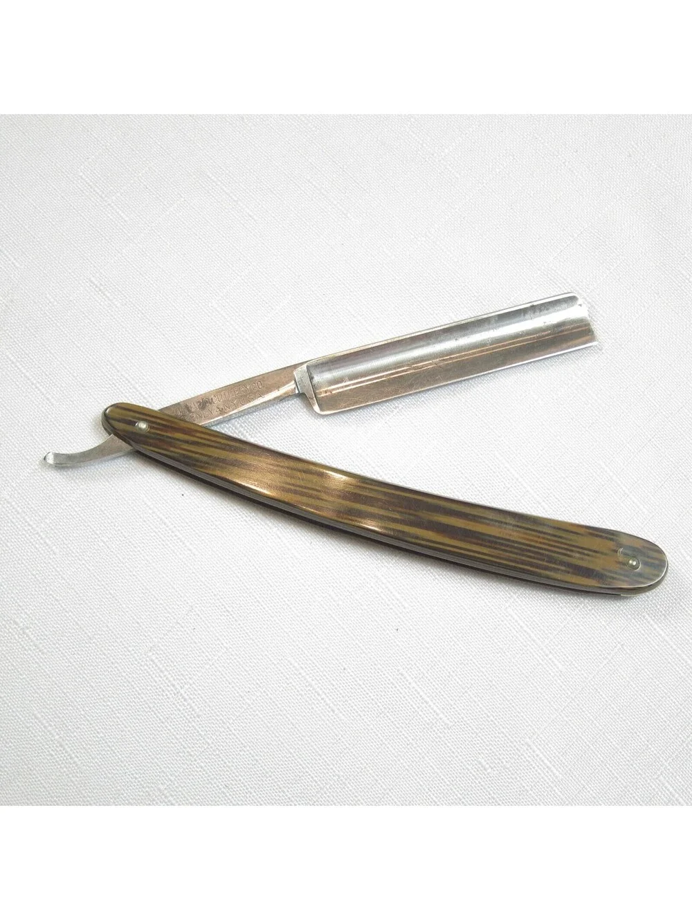 Antique Alwin Straight Razor Ontario Cutlery Co. Geneva NY with Pony Coffin Box
